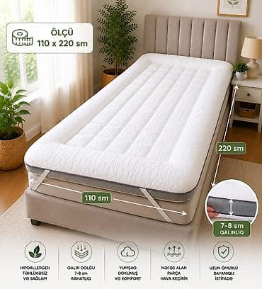 Qalın və yumşaq yataq üstliyi (mattress topper) - Ölçülər: 110 x 220