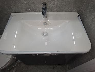 Hamam üçün lavabo və dolab dəsti - İnteqrə edilmiş keramik/quartz