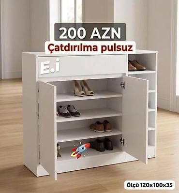 ayaqqabı şkafları: Ağ rəngli ayaqqabı dolabı - Qiymət: 200 AZN - Çatdırılma: pulsuz - — 1