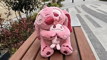 oyuncaq dovşan: Plyuş oyuncaq – çəhrayı dovşan fiquru - Yumşaq plyuş materialdan — 1