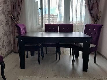 kunc divan gence: Qonaq otağı üçün, Açılmayan, Dördbucaq masa, 6 stul — 2