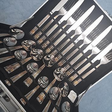 qaşığ: 56 parça bıçaq–çəngəl–qaşıq dəsti (metal çamadanla) - Material — 2