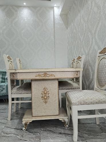 stul ortukleri: Qonaq otağı üçün, Açılmayan, Dördbucaq masa, 6 stul — 3