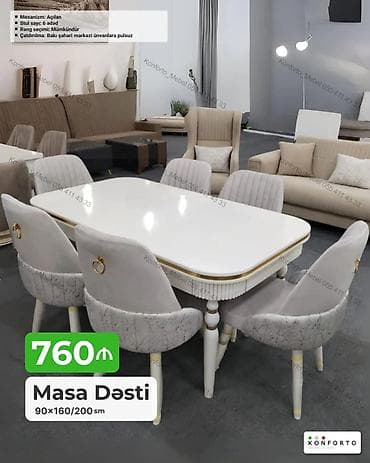 kohnə stul: Masa Dəsti – 90×160/200 sm - Açılan mexanizmli masa: ölçü 90×160 sm — 1