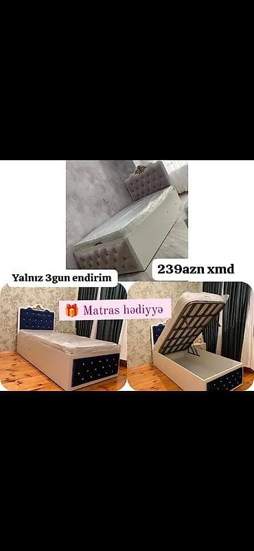 Qaldırıcı mexanizmalı tək nəfərlik çarpayı - Ölçü: tək nəfərlik