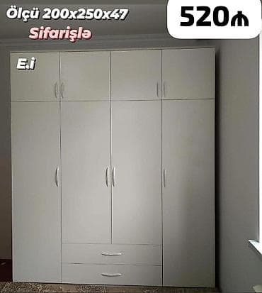 yatag: Düz dolab, Yataq otağı üçün, Paltar üçün, Açılan, Korpuslu, 6 qapı — 1