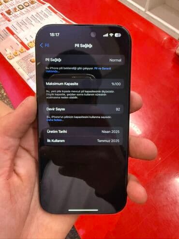 iphone 16 pro islenmis: IPhone 16 Pro, 256 GB, Graphite, Barmaq izi, Face ID — 6