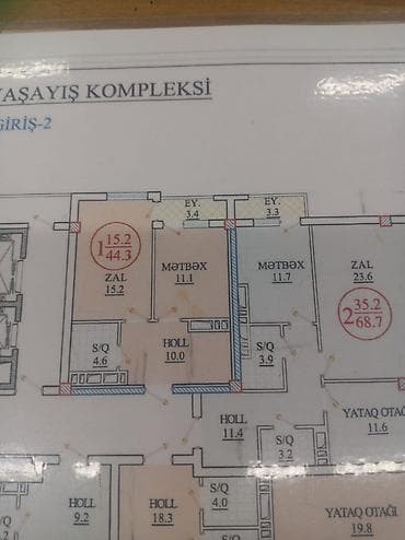 upd evler: 1 otaqlı, Yeni tikili, 44 kv. m — 2