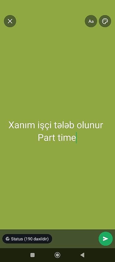 traktor isi: Salam, part time işləmək istəyən xanım 09:00-14:00 firma işidiəmək — 1