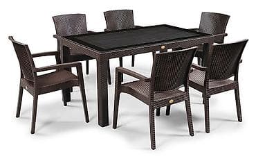 daraq desti: Yeni, Dördbucaq masa, 6 stul, Açılmayan, Stullar ilə, Plastik, Türkiyə — 1