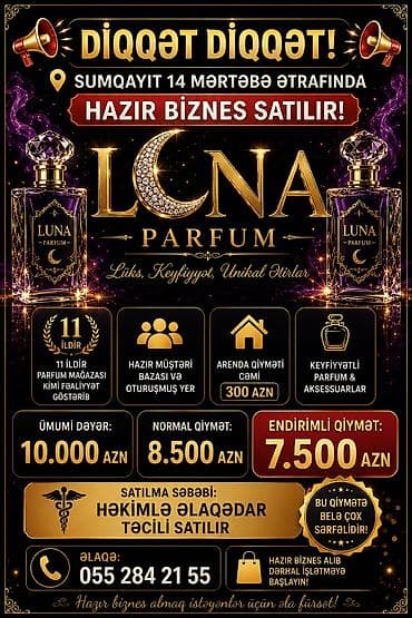 Hazır biznes: Luna Parfum mağazası Yer: Sumqayıt, 14 mərtəbə ətrafı
