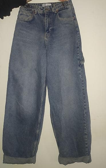 ecemi butik instagram: Zərif oversize kəsimli denim şalvar - Sağ tərəfdə alət/ilgək kayışı — 1