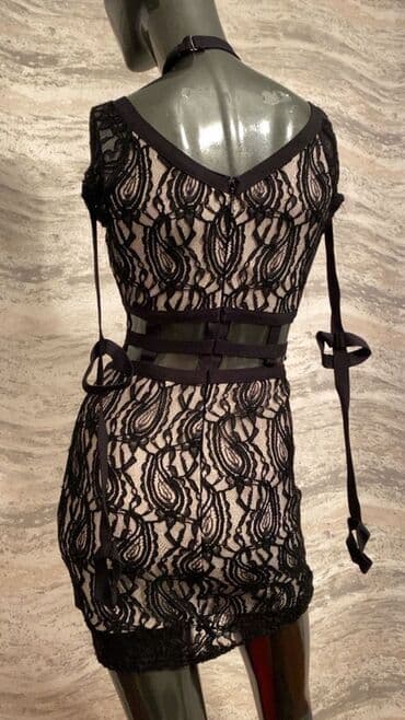 2ƏL Qadın geyimləri – zərif gecə/ziyafət donları 1) Qara qipurlu mini