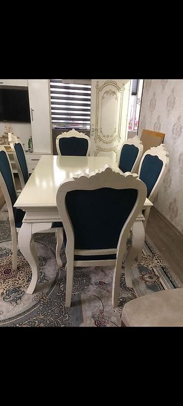 Qonaq otağı üçün, İşlənmiş, Dördbucaq masa, 6 stul lalafo.az -da Qonaq otağı üçün, İşlənmiş, Dördbucaq masa, 6 stul