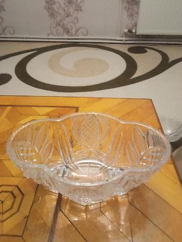 Kristal şirniyyat/qənnadı qabı - Material: qalın, parlaq kəsimli