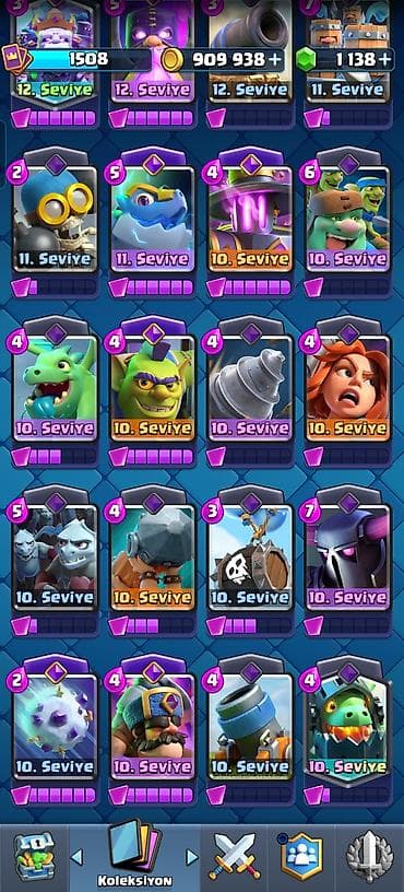 kart rider: Bu Clash Royale kart kolleksiyası, müxtəlif döyüşçü və bina kartlarını — 5