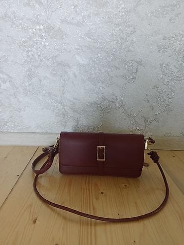 orginal canta: Qadın çiyin/çarpaz çanta – bordо rəng - Material: hamar teksturalı — 1