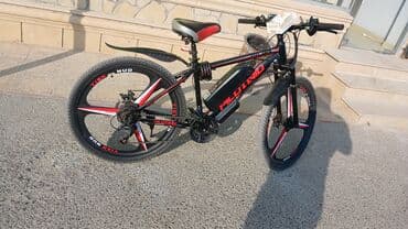 aurus velosiped: Elektrikli velosiped – Pilotavid brend dizaynlı, qara-qırmızı rəng — 1