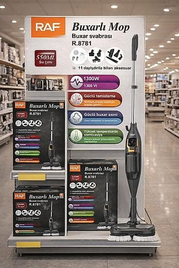 su butulkasi: RAF Buxarlı Mop – Buxar svabrası R.8781 - Güc: 1300W - Su çəni: 550 — 1