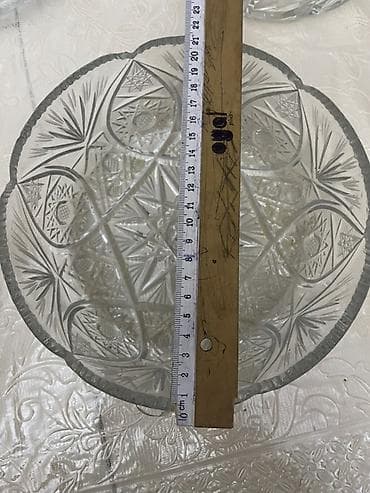 emsan qab qacaq: Kəsimli şüşə/kristal salat qabı - Material: qalın, aydın kəsimli şüşə — 4
