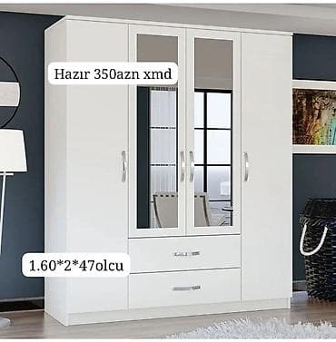 es guzgu: Ağ rəngli paltar şkafı. Məhsulun xüsusiyyətləri: - Dördrqapılıdır. - — 1