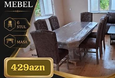 Yemək otağı dəsti – masa + 6 stul - Komplekt: 1 ədəd geniş masa və 6 lalafo.az -da Yemək otağı dəsti – masa + 6 stul - Komplekt: 1 ədəd geniş masa və 6