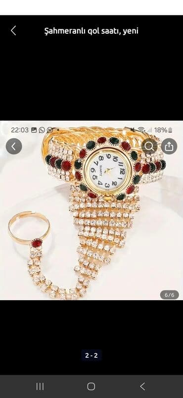 qiymətli daş adları: Şahmeranlı qol saatı bilərzik və üzük birləşməsidir. Saatın ətrafı və — 4