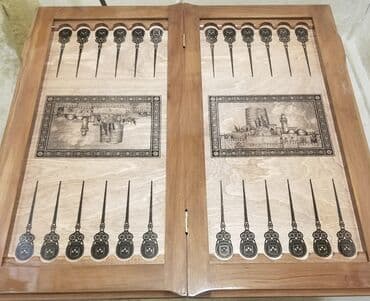 saski: Nərd taxta Köhnə Bakı və YeniBakı rəsmli 🔱Nərdlər 🪵 🔹️Laklı🖌 — 5