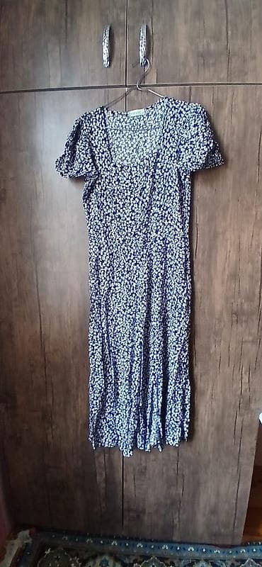 Платья: Mavi-ağ çiçək naxışlı qadın donu - Üzərində xırda ağ çiçəklər olan — 3