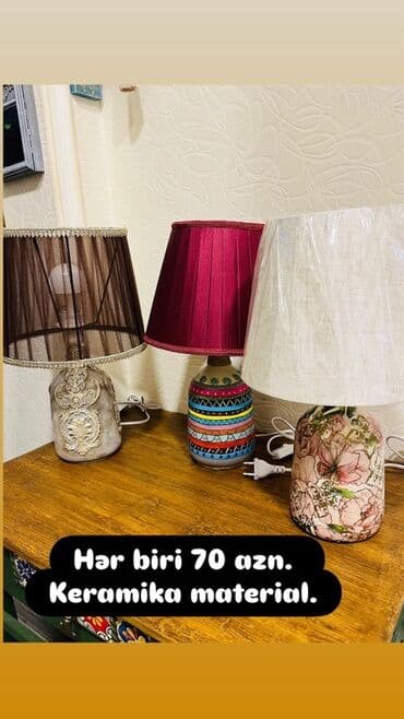 yataq ortukleri: Masaüstü dekorativ lampalar – müxtəlif modellər və materiallar - — 2