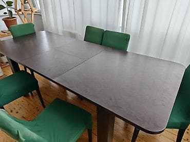 Qonaq otağı üçün, İşlənmiş, Açılan, Dördbucaq masa, 6 stul — 4