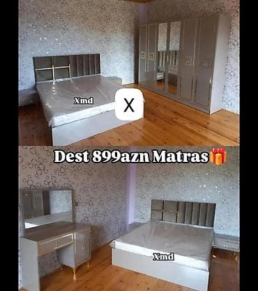 parca skaf: Yataq otağı dəsti Tərkibi: - İki nəfərlik çarpayı (yumşaq başlıq — 1