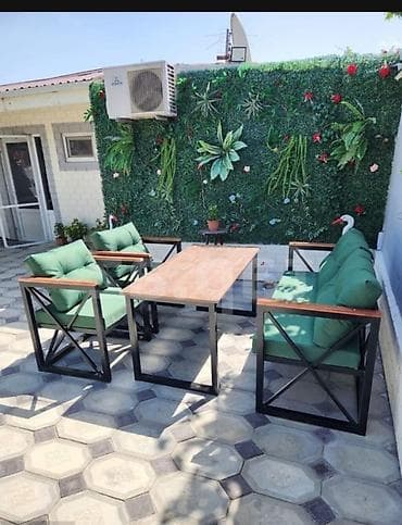 mebel divanlar: Metall karkaslı bağ-teras mebel dəsti - Tərkib: 1 ədəd masa + 2 ədəd — 2