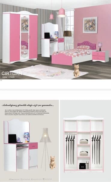 Ofis ləvazimatları: Qız üçün, Yeni, Təknəfərlik çarpayı, Yazı masası, Dolab, Tumba — 1