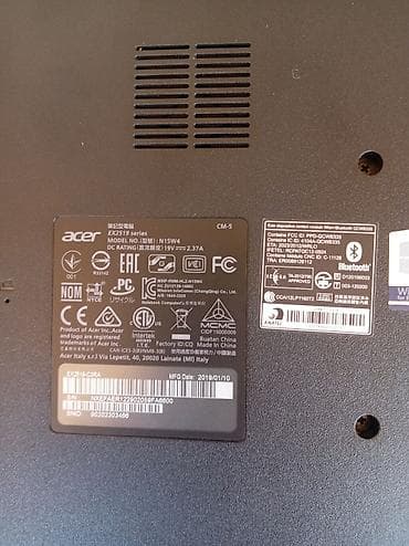 apple notebook: Acer EX2519 seriyası noutbuk Texniki məlumatlar (etiketlərdən): - — 4