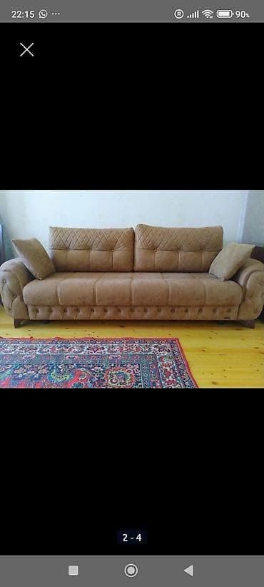 çarpayı divan: Qəhvəyi rəngli yumşaq parça divan - Klassik-modern dizayn: mələfəli — 4