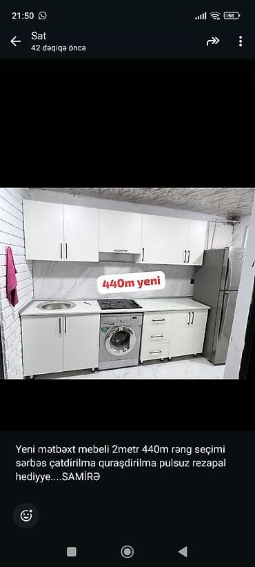 kamotlar mebel: Mətbəx mebeli satılır. Xüsusiyyətlər: - Üst və alt dolablar komplekt — 7