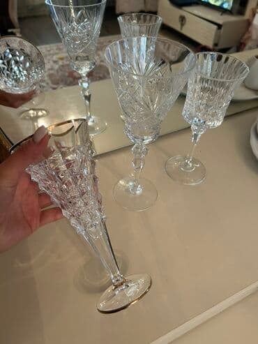 şam qabı: Qədəhlər, rəng - Ağ, Xrustal — 3