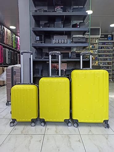 camadan: Sərnişin səyahəti üçün 3-lü sarı çamadan dəsti - Ölçülər: kiçik, orta — 1