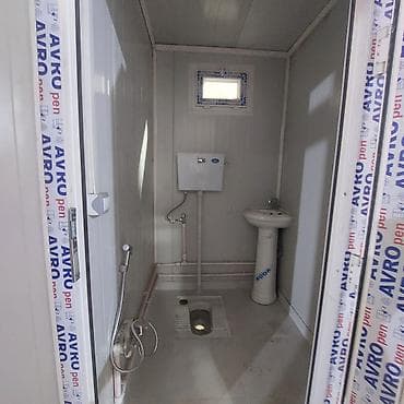 бак для душа: Portativ sanitar konteyner – 2 bölməli - Metal karkaslı, mavi-ağ — 5