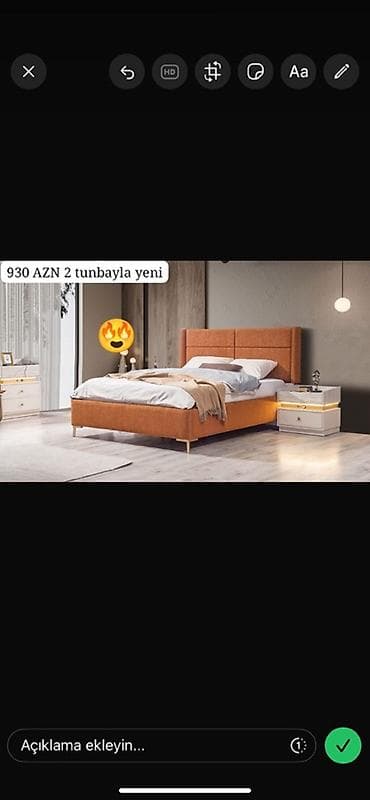 yatağ mebel: İkinəfərlik çarpayı, 2 tumba — 1