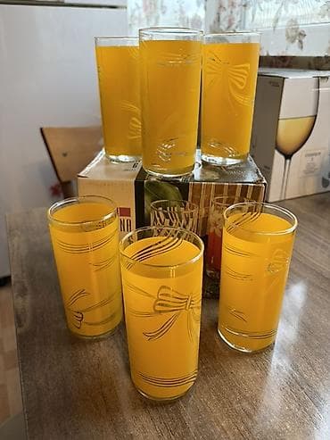 Stəkanlar, rəng - Sarı, Şüşə, 6 ədədli dəst, 300 ml