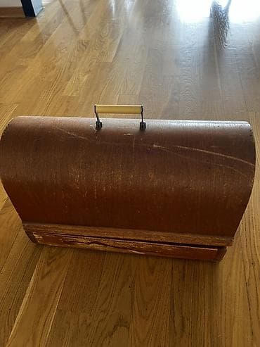 portativ: Mexaniki tikiş maşını – portativ taxta çamadanlı - Klassik, mexaniki — 3