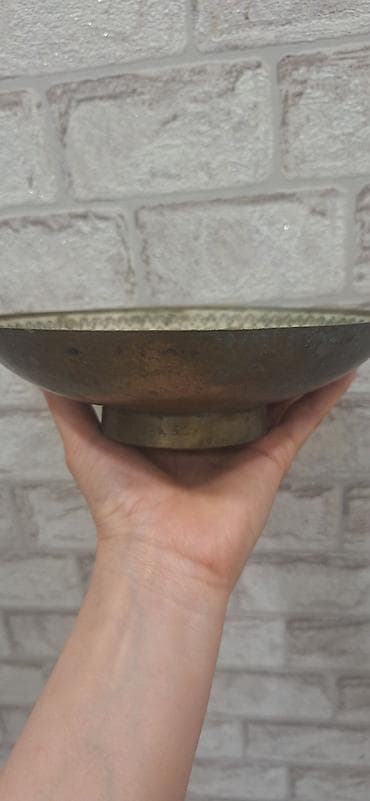 coca cola stekan: Dekorativ mis kasa və şüşə karaf-seti - Mis kasa: Şərq üslubunda oyma — 2