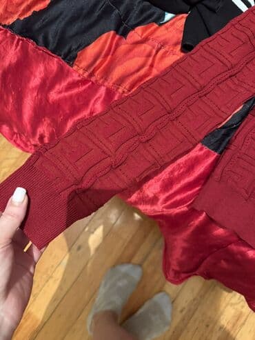 женские кофты в полоску: Qırmızı dama naxışlı qadın kardiqanı - Model: düyməli kardiqan - — 2