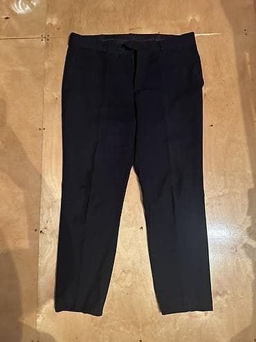 iş geyimi: Klassik tərzli tünd rəngli kişi şalvarı - Kəsim: düz/klassik siluet — 1