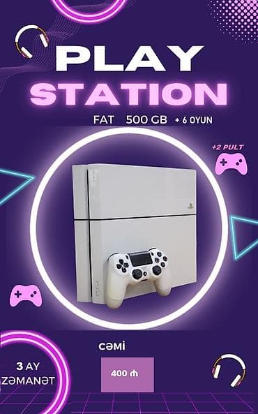 PlayStation 4 (PS4) – FAT versiya, 500 GB yaddaş Xüsusiyyətlər: - 500