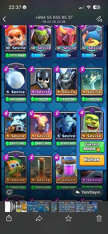 Clash Royale hesabı – yüksək səviyyəli, zəngin kolleksiya - Kral — 8