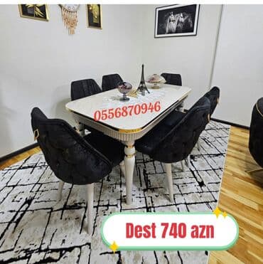 embawood masalar: Qonaq otağı üçün, Yeni, Açılan, Dördbucaq masa, 6 stul — 3