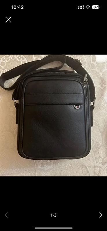 en ucuz notebooklar: Kompakt çiyin çantası – qara rəng - Material: süni dəri - Ölçü — 3